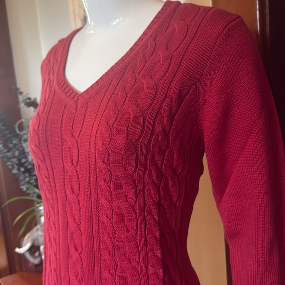 NWt northern reflections size small Women's Red Cable Knit Sweater cotton